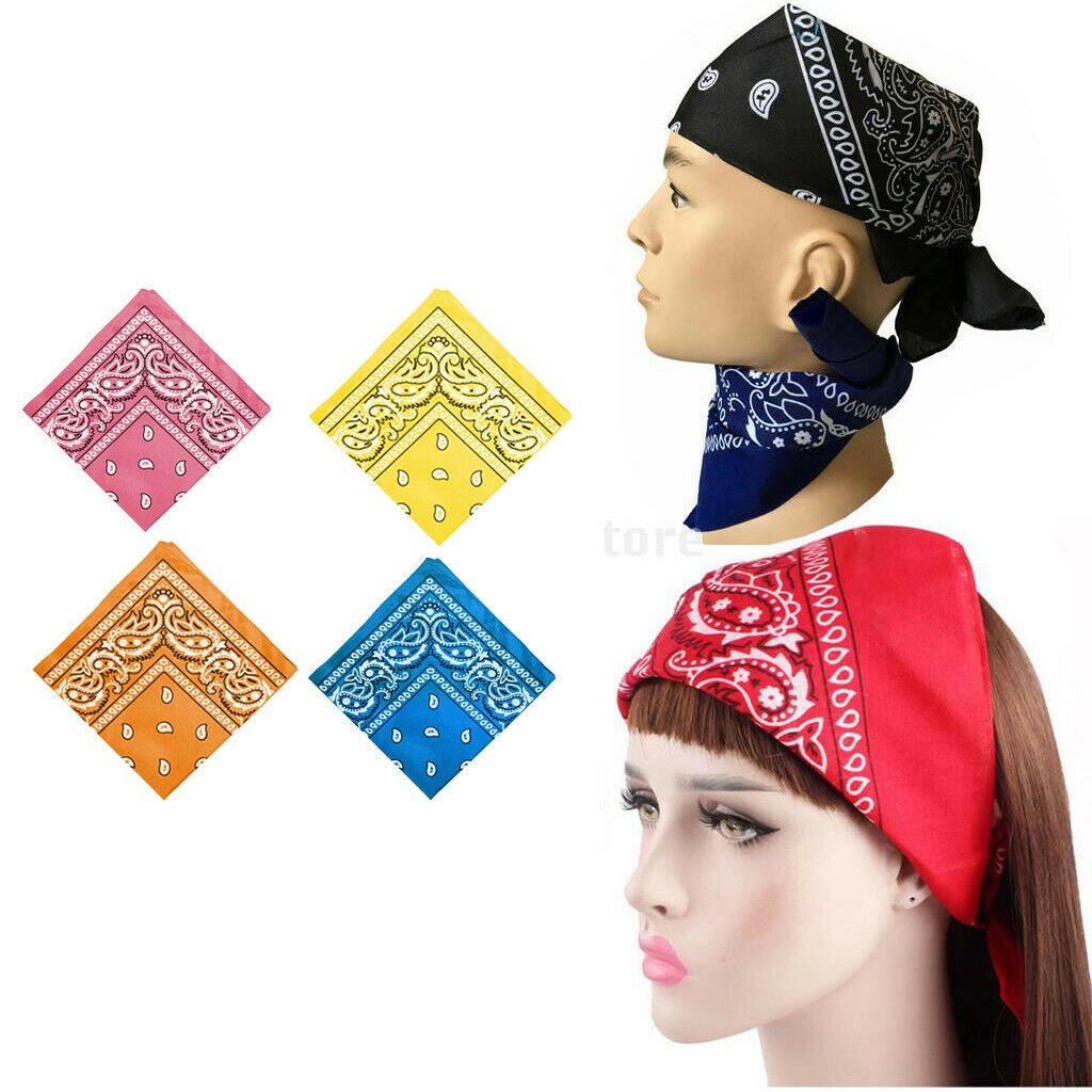 4 Pieces Women's 22x22" Cowboy Headwear Bandana Handkerchief Cotton Soft