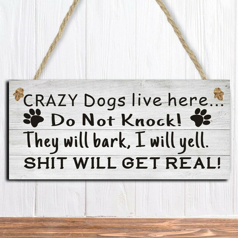 Dog Signs Wooden Hanging Plaque Gift Dog Lover Home Outdoor Decor 3.9"×7..l8