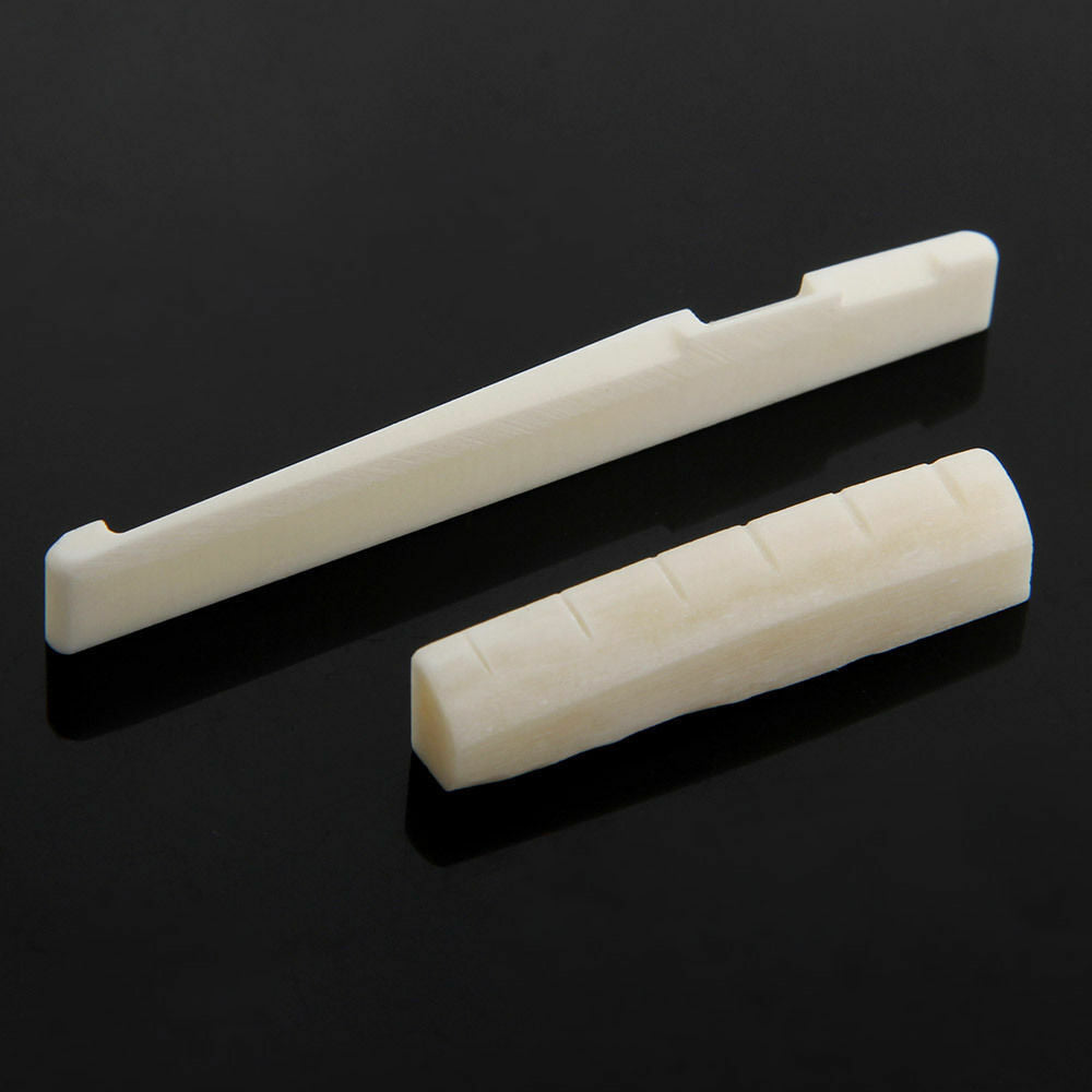 Beige Buffalo Bone Bridge Saddle And Slotted Nut For 6 String AcousticG.l8