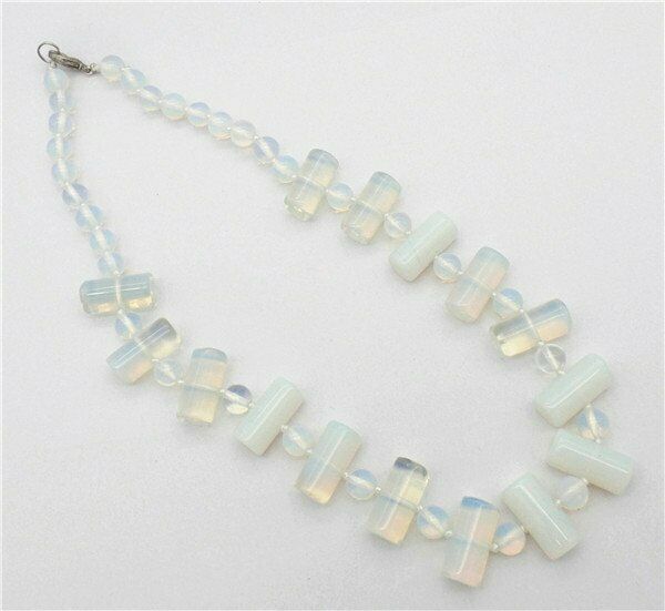 1 Strand 20x10mm/8mm Women White Opal Cylinder Beads Necklace HH7307