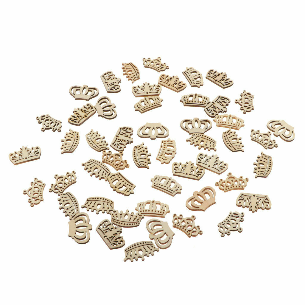 50 pieces mini crowns wood decorative wooden discs confetti scatter decoration