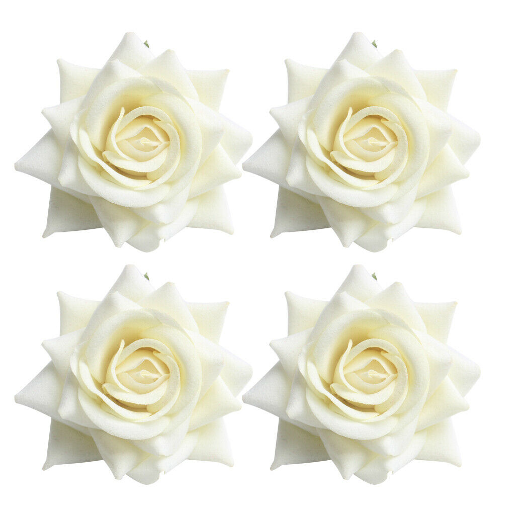 10 Pcs Velvet Arificial Flower Heads White Wedding Ceremonial Decoration