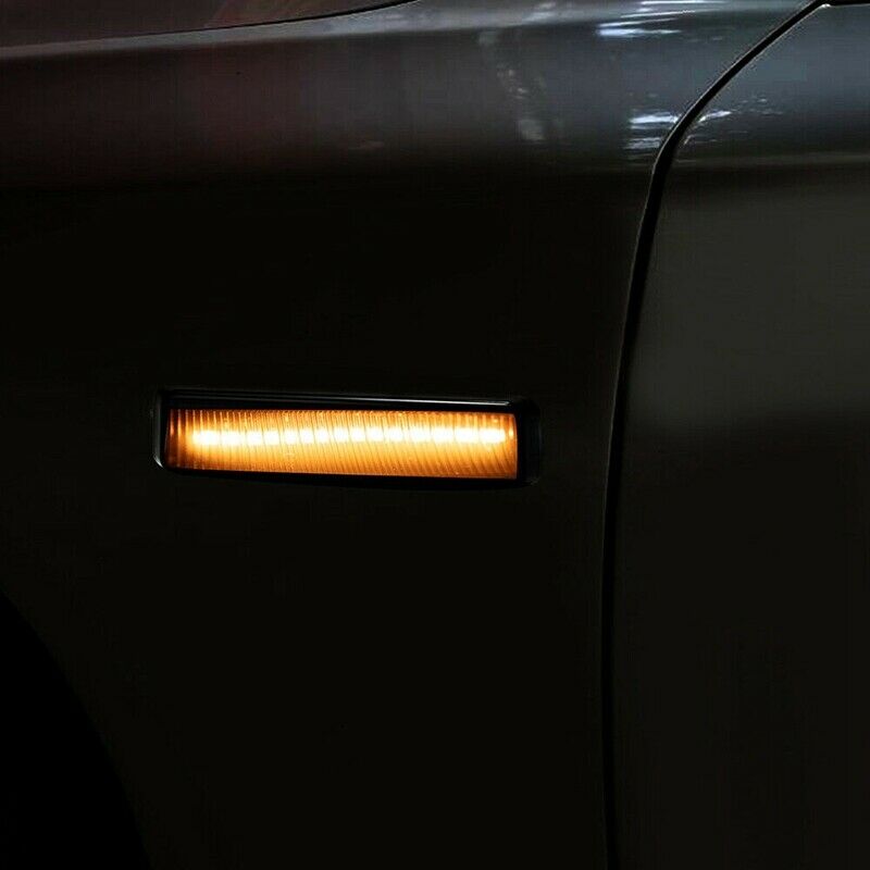 2X(LED Side Marker Light Dynamic Smoked Turn Signal For- E39 5ER 1995-2003 E7M1)