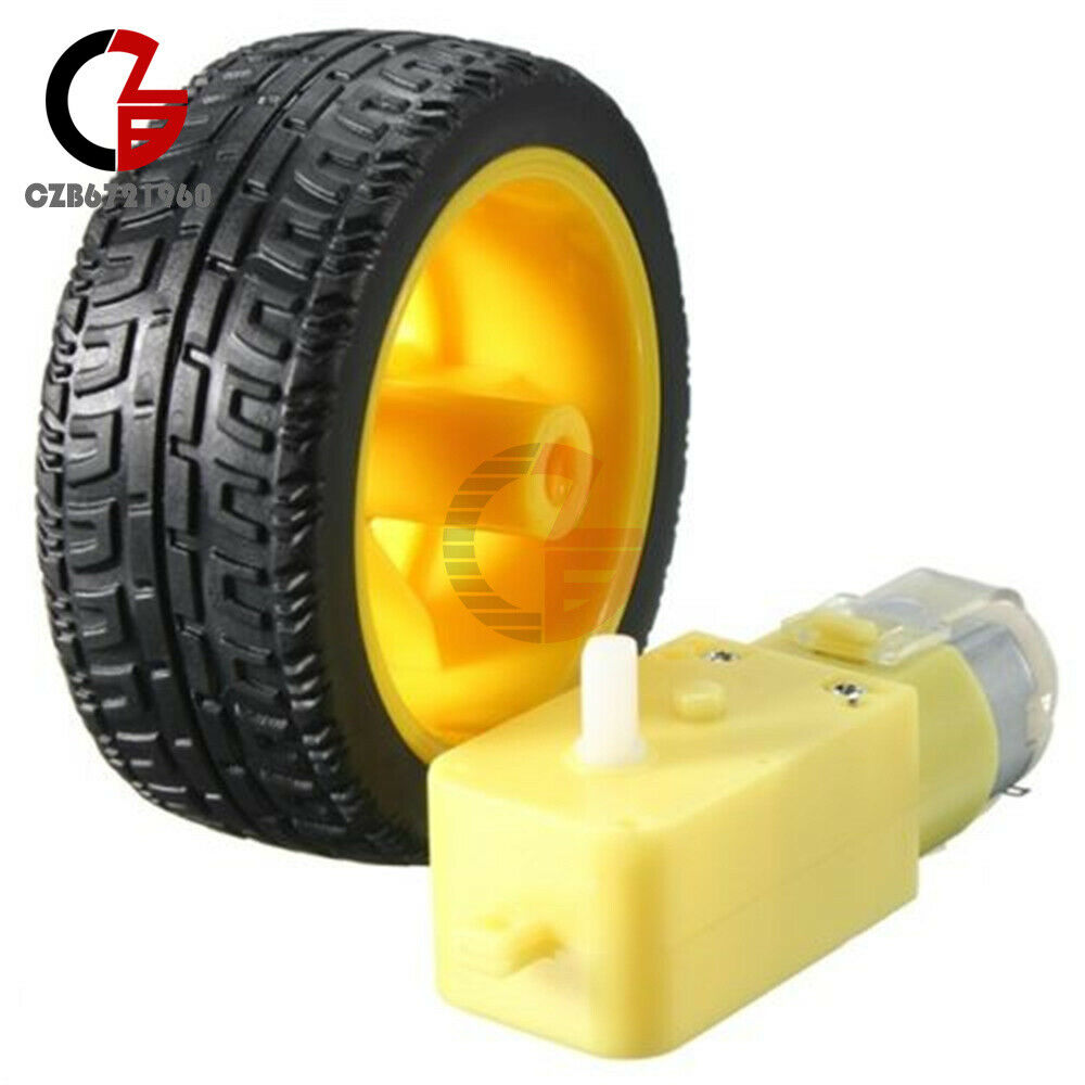 Arduino Smart Car Robot 65x26mm Plastic Tire Wheel w/ DC 3-6V Gear Motor
