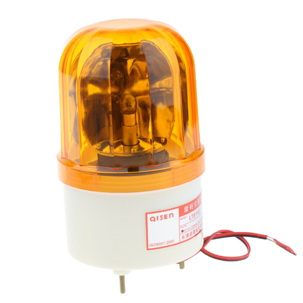 2Pcs DC 12V Yellow Rotating Alarm Lamp Light Warning Light Lamp Exterior Door