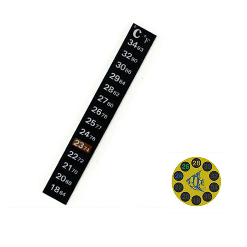 Aquarium Fish Tank Strip Stick-on discolor Thermometer Adhesive Stick Dual Sc Qx