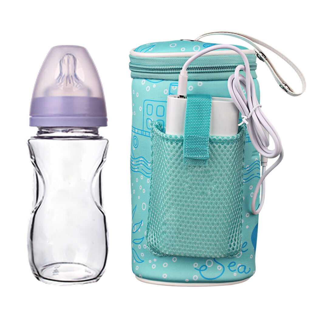 Portable Mummy Feeding Bottle Warmer USB Heating Baby Bottle Bag Pouch