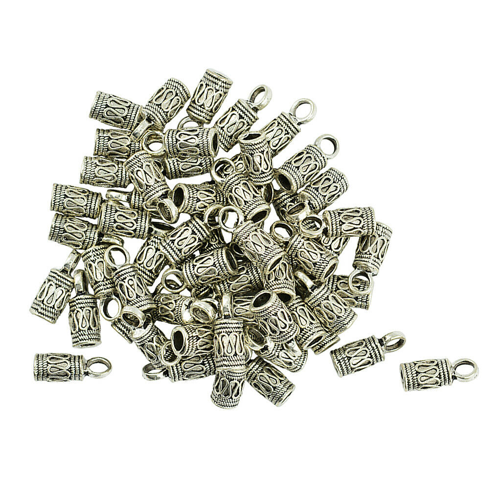50x Alloy Bell Shape Bead Leather Cord End   Tube Jewelry Findings 4mm