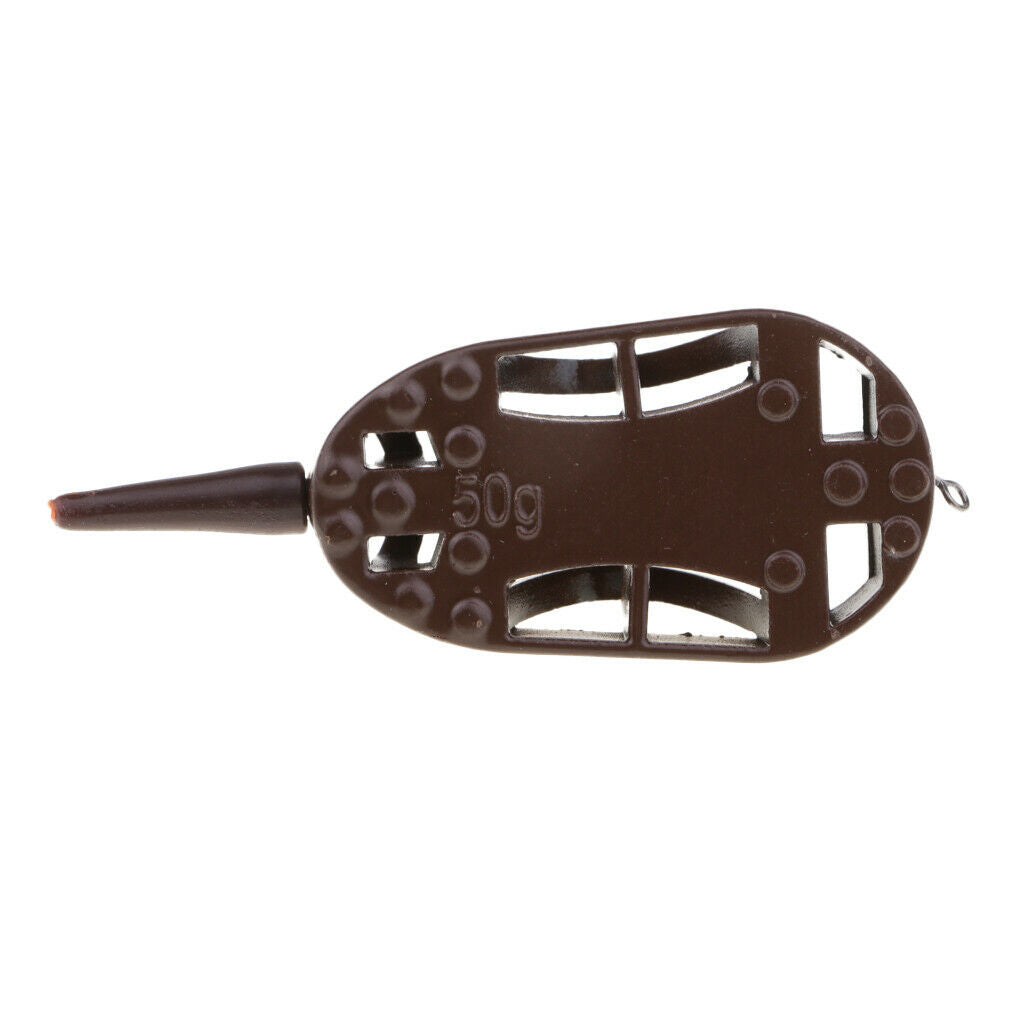 1 Piece Fishing Inline Safe Flat Method Feeder Carp Fishing Tackle Brown 50g