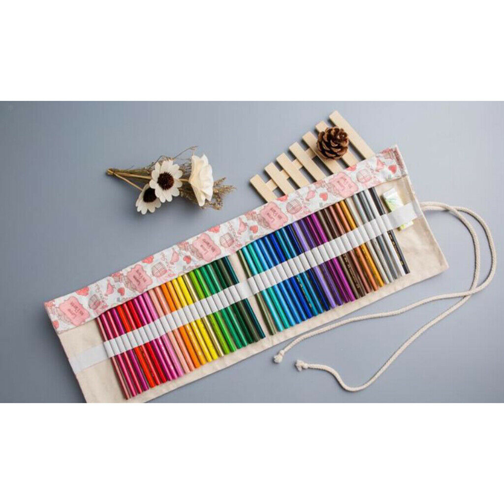 36 holes canvas roll up pencil bag pen holder holder brush