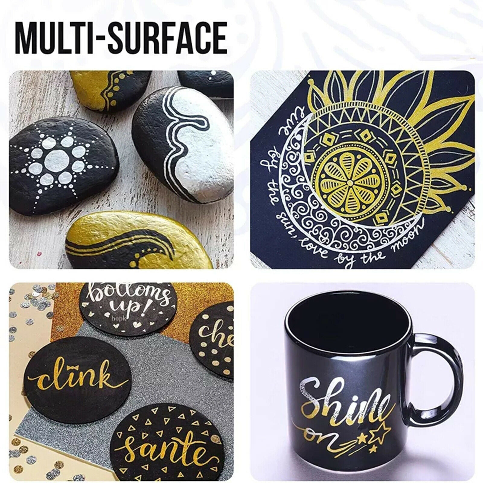 8Pcs Metallic Marker Highlights Graffiti Paint Pen for Ceramics Glass Wall