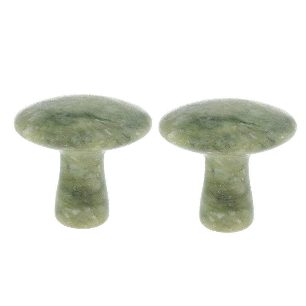 2x Mushroom Natural Jade Massage Stone Gua Sha Tool Set for Body Face Neck Foot