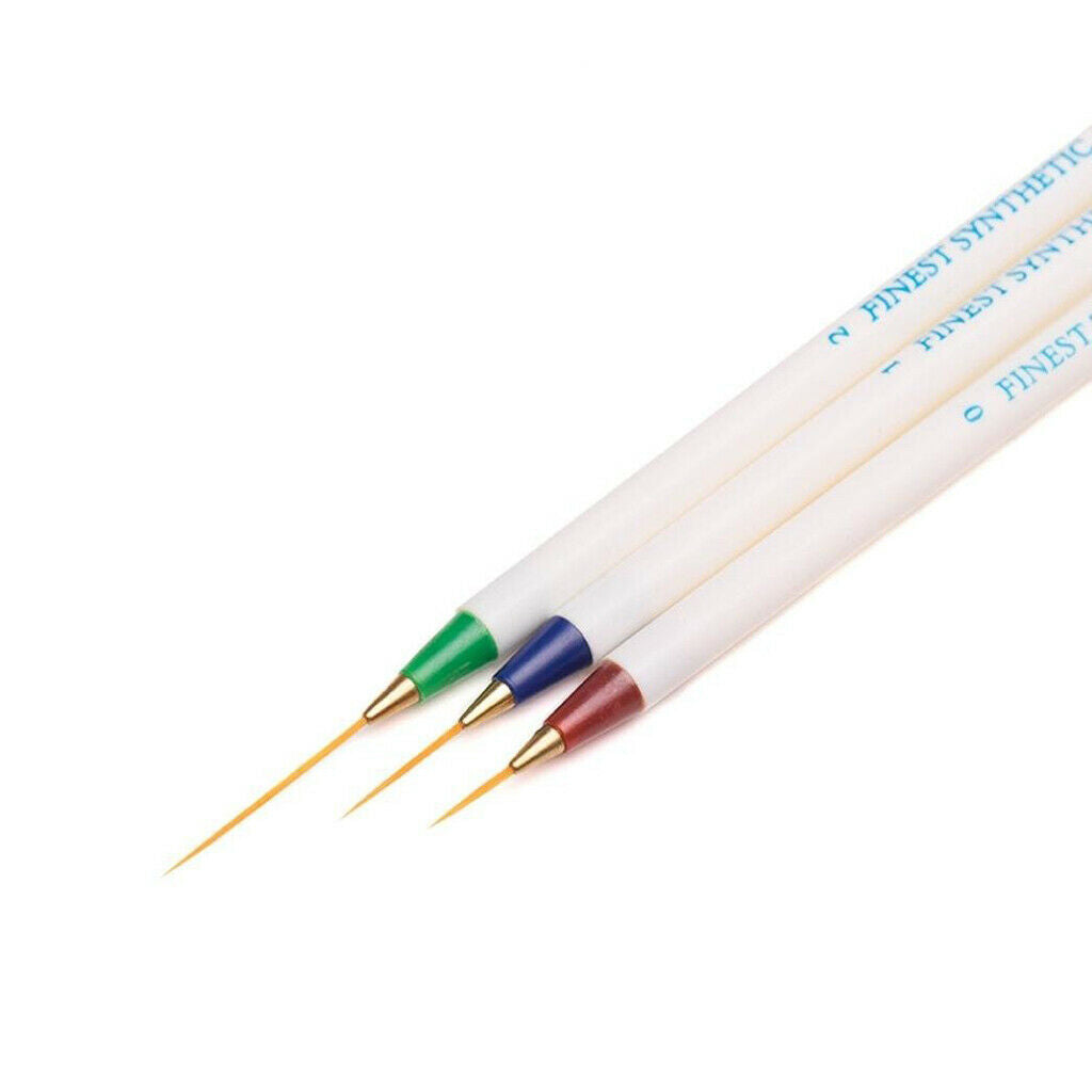 3 Nail Art Brushes Acrylic Drawing Striping Dotting Painting Design UV Gel