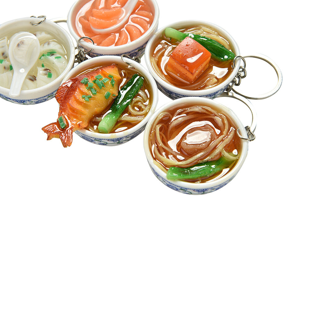 Simulation Food Key Chains Chinese Food Bowl Keyring Creative Bag Chai.l8