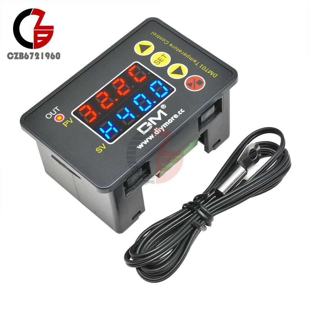 DC12V Red Blue LED Display Temperature Controller Thermostat Switch With Sensor
