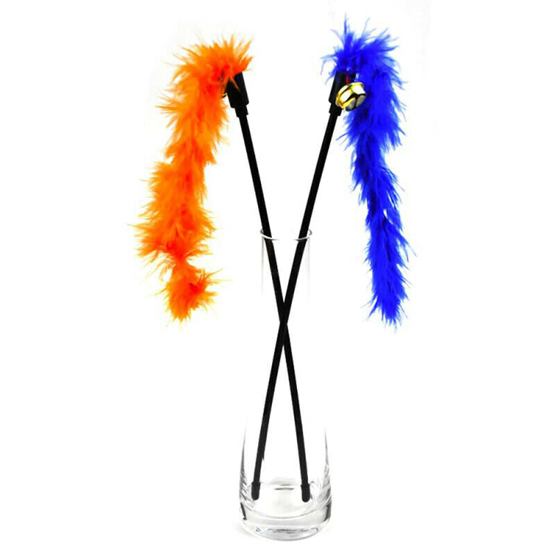 Pet Cat Teasing Stick Pompom Feather Accessories Funny Kitten Interactive T JY