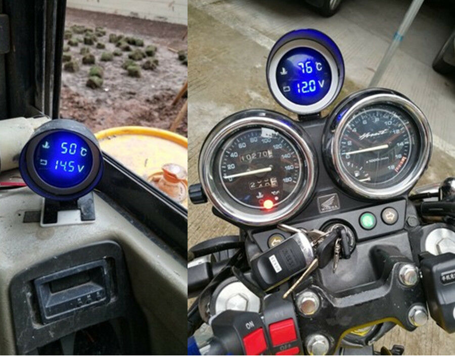 Universal Car LCD Digital Voltmeter Water Temp Gauge Meter with Sensor DC 12/24V