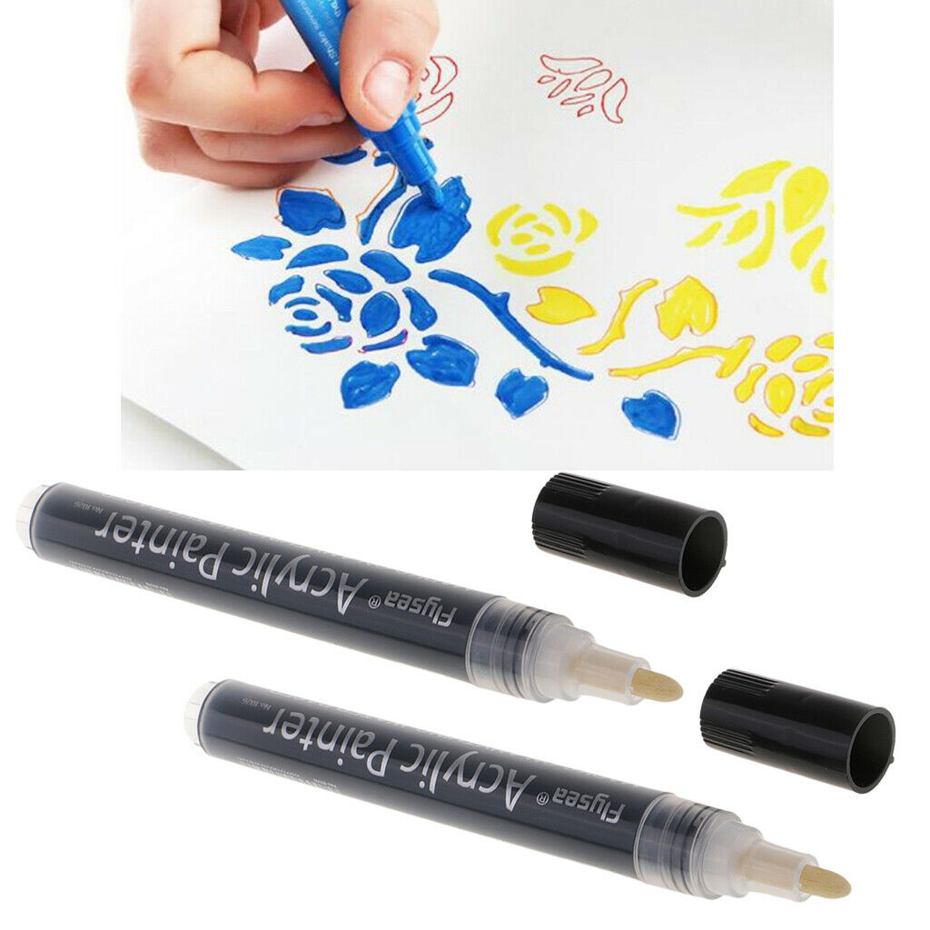 2x Black Waterproof Paint Markers Pens for Rocks, Wood, Metal, Glass, Canvas