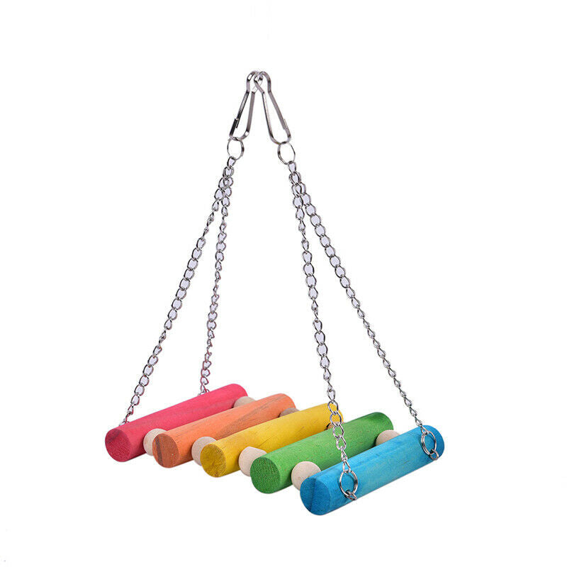 Bird Hanging Swing Toys Wood Parrot Parakeet Perches Finches Pets Access*.l8
