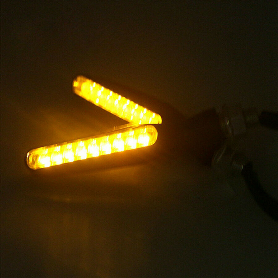 2* Flowing Water Motorcycle Motorbike 12 LED Turn Signal Indicator Light rubber