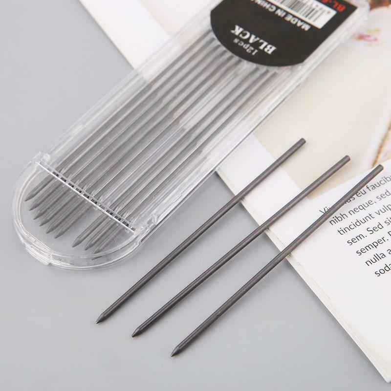 12Pcs 2.0 mm Mechanical Pencil Black 2B Lead Refills Draft Drawing Writing Art