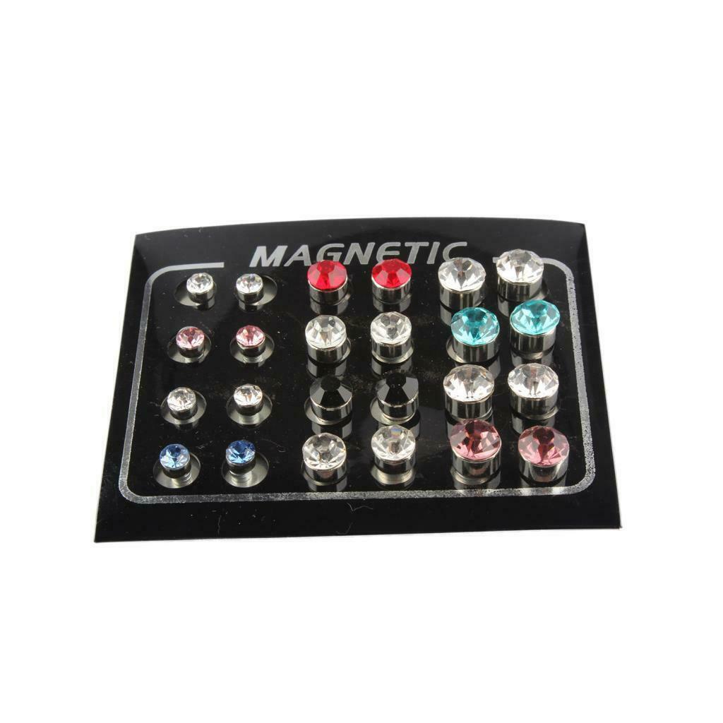 12 Pair Stainless Steel Magnetic Stud Earrings Non-piercing Mens Womens Jewelry