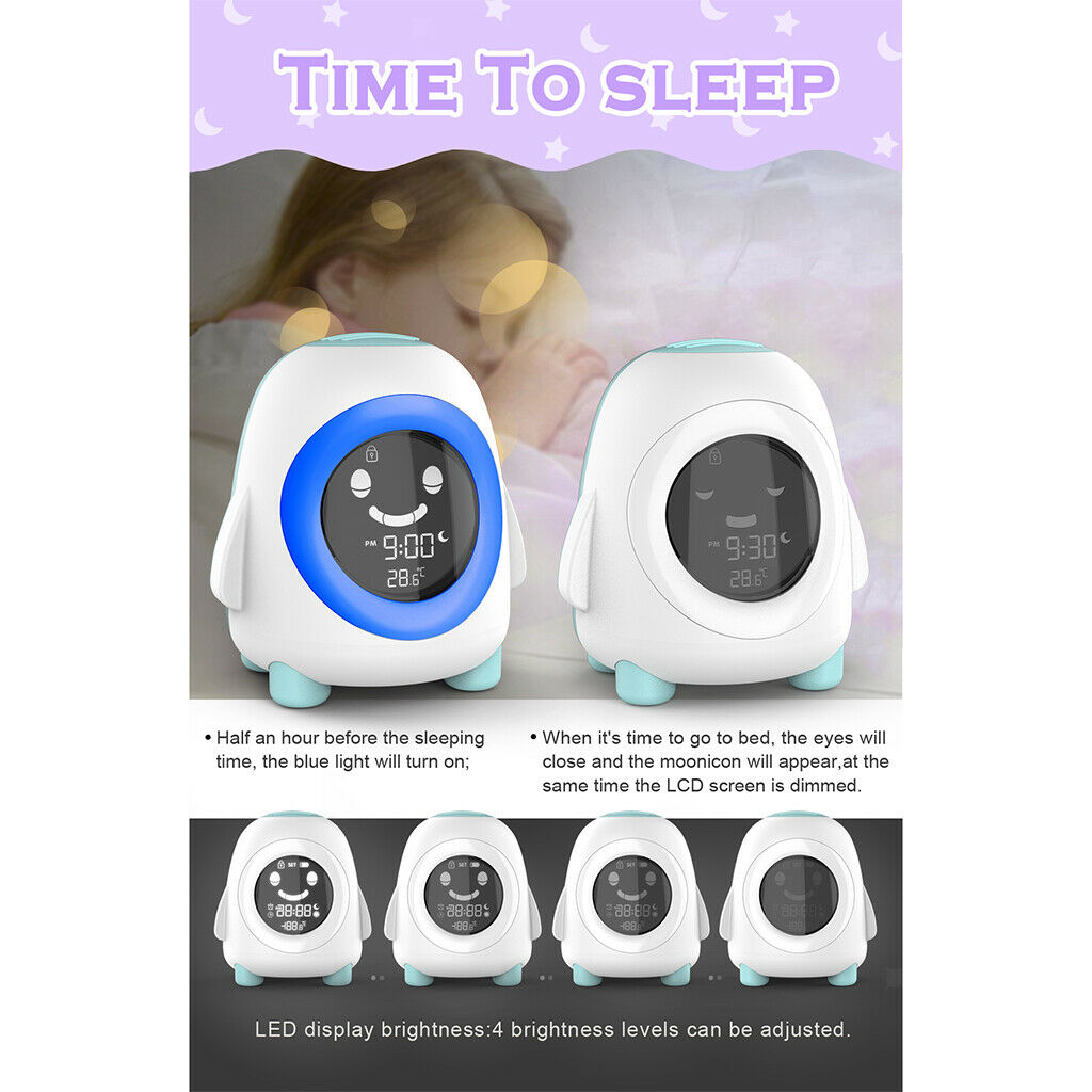 Modern Bedside Digital Kids Alarm Clock Sleep Trainer Night Light 12/24Hr