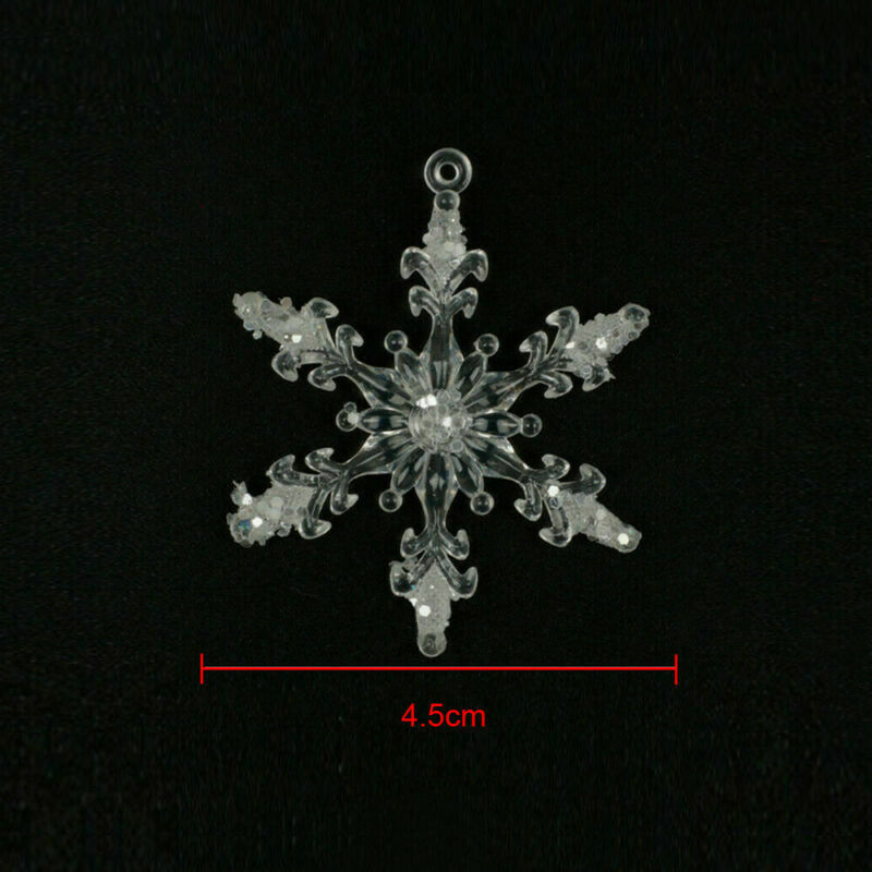 12x Christmas Snowflake Clear Crystal Acrylic Xmas Tree Pendants Decorative