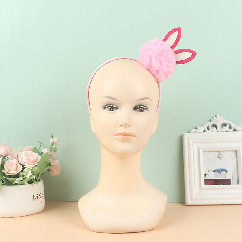 Easter hair accessory carnival headdress cute pink furball rabbit ears headband