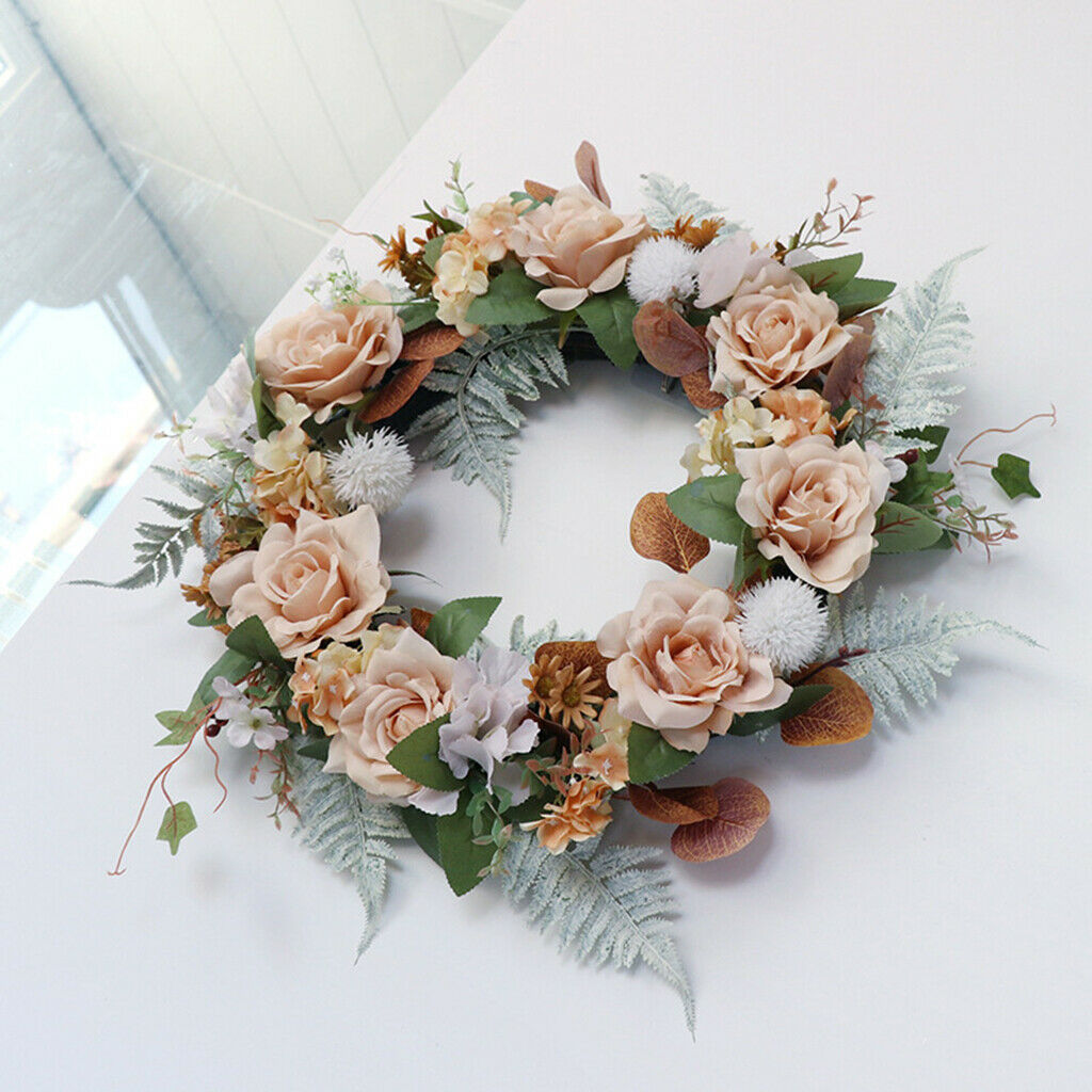 Artificial Flower Wreath Garland Spring Home Party Front Door Window Decor