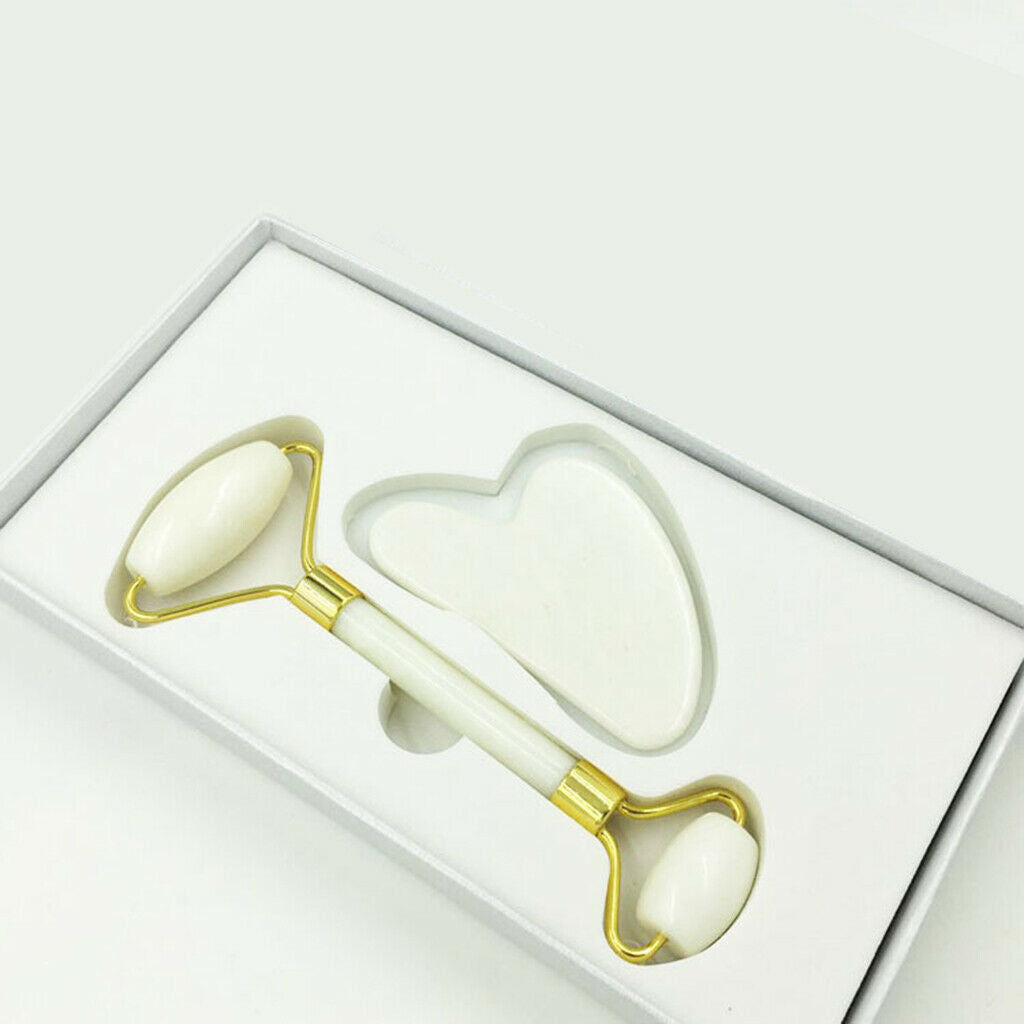Face Lifting Jade Stone Roller Massager Guasha Tool Kit for Face Eye Neck