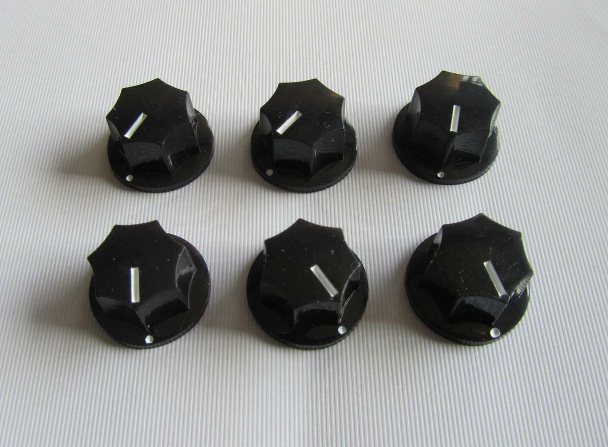 6x Import Size Small Jazz J Bass Tone Knob Guitar Effect Pedal Knobs Black