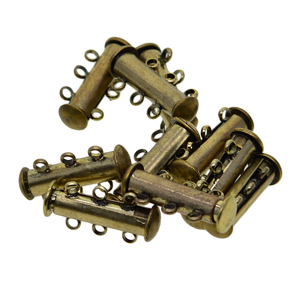 10Pcs Multi Strand Slide Magnetic Tube Clasps For Necklace Bracelets Bronze