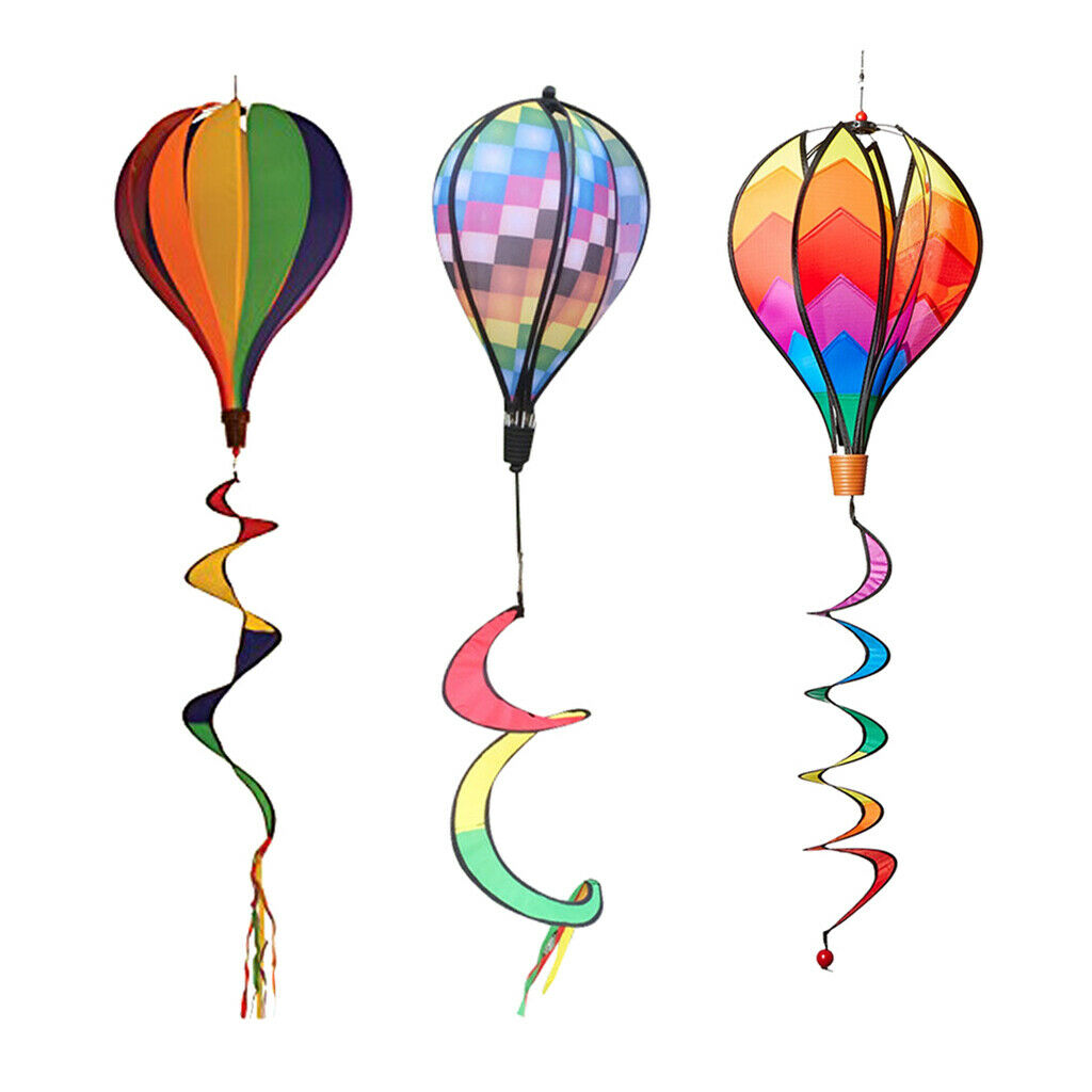 3Pcs Hot Air Balloon Windmill Wind Sock Garden Lawn Festival Decor Accs 55