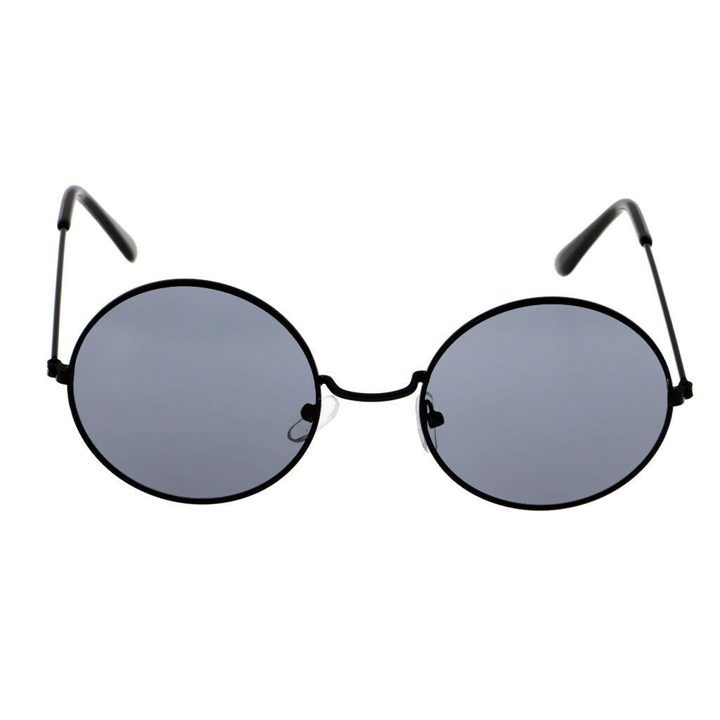 Round Frame Sunglasses Color Film Metal Reflective Sun Glasses Men Mirror Black
