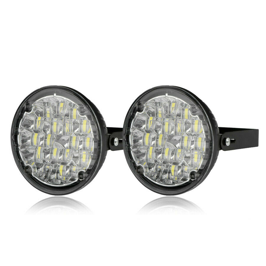 Pair 3.3'' Round LED Fog Light 18W Flood Offroad Driving Work 4x4 Truck SUV