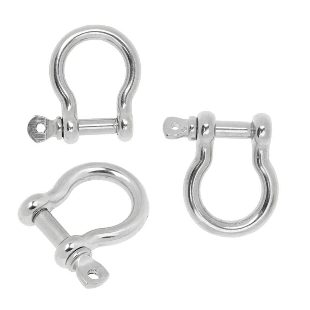 3 Pieces of D Ring Shackle Boat Anchor Shackle 304 Stainless Steel Chain Shackle