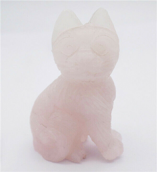 48x32x20mm Natural Rose Quartz Carved Cat Decoration Statue Home Decor HH7658