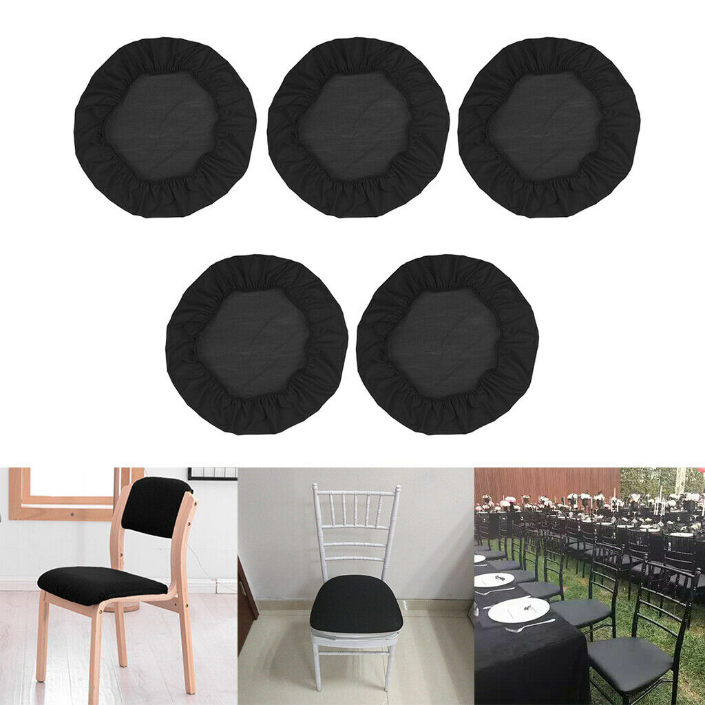 5 Pieces Polyester Spandex Dining Chair Seat Cover Cushion Wedding Banquet Chair