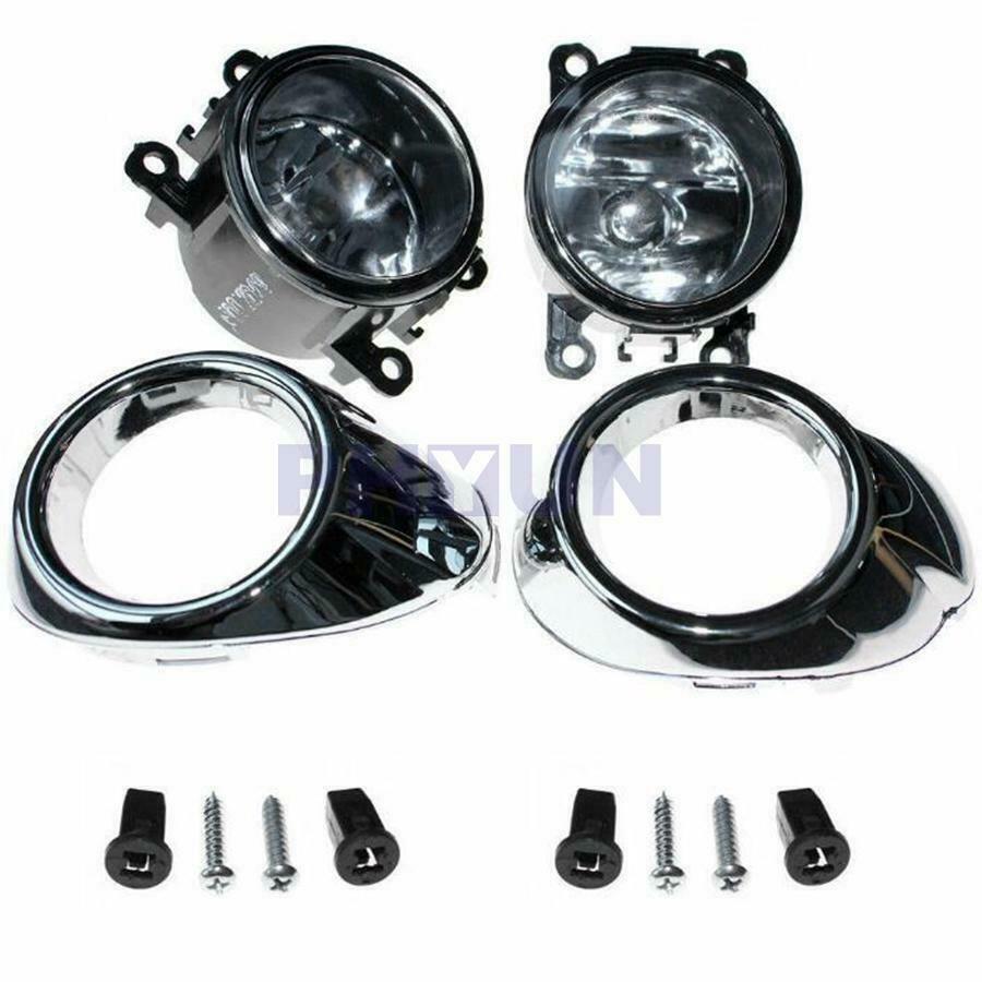 Pair Bumper Fog Light Clear Lens Driving Lamp +Chrome Cover For Ford Focus 12-14