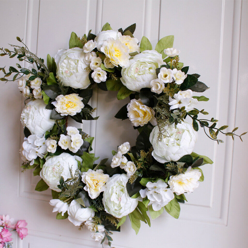 White Peony Easter Door Wreath Window Wedding Wall Party Decor Garland