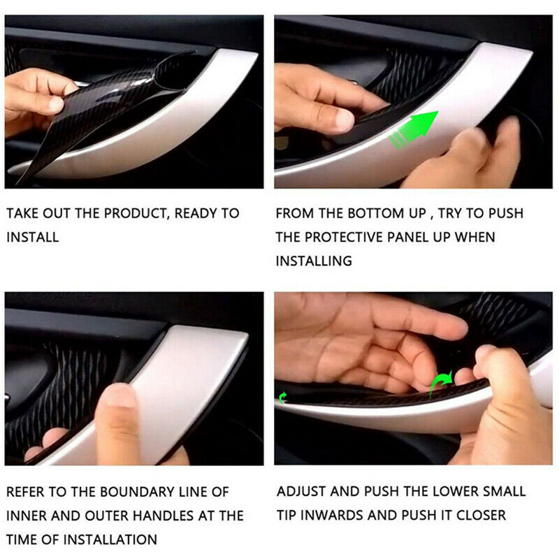 Carbon Fiber Color Car Interior Door Pull Handle Cover Fit For BMW 3 & 4 Series