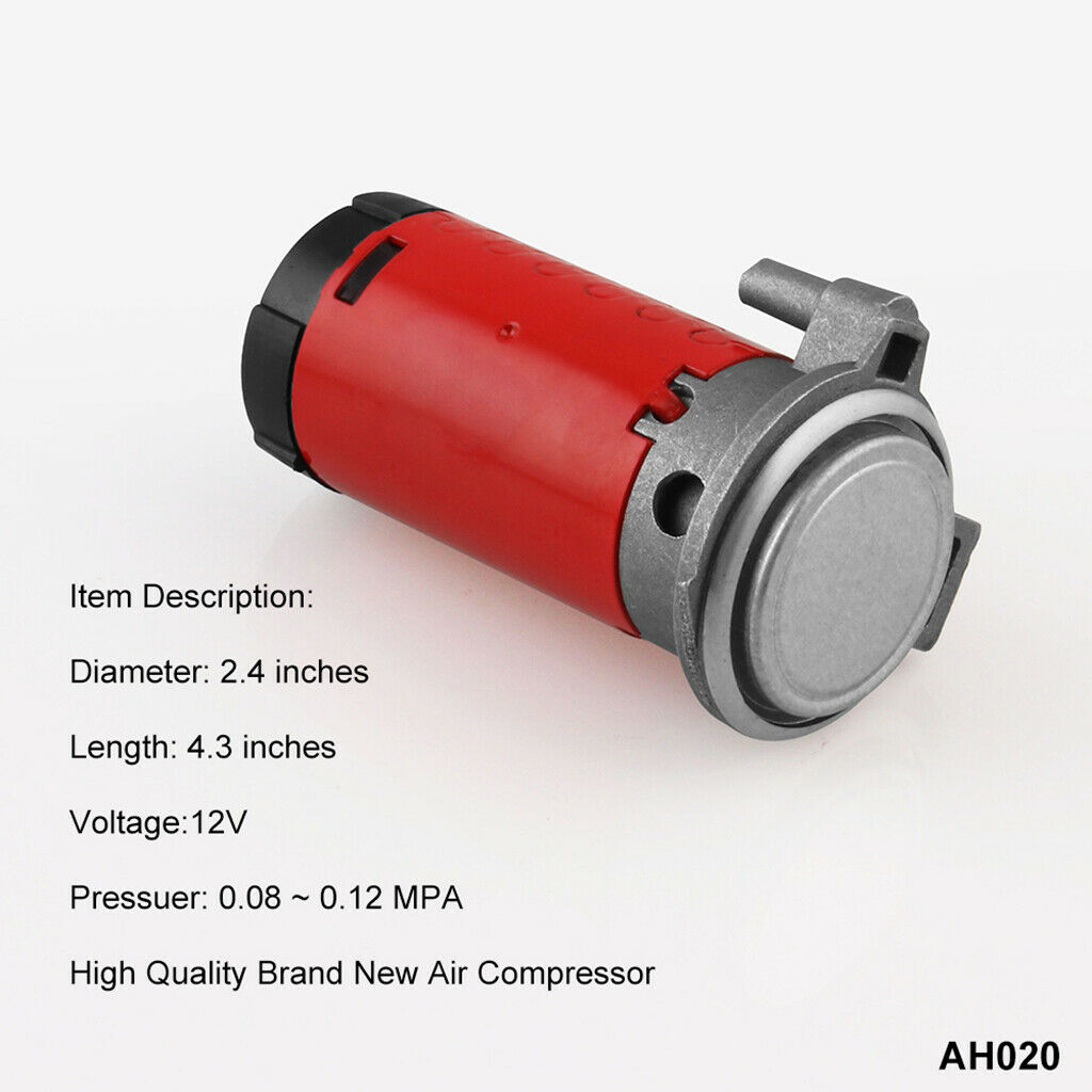 Red Universal 12V 0.08 0.12MPA Air Compressor for Air Horn Car Truck Vehicle