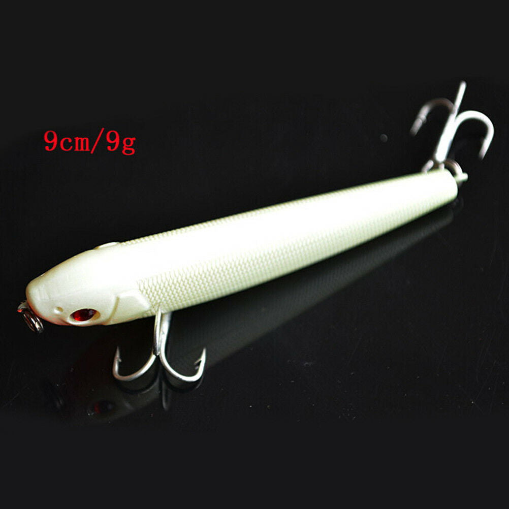 Fishing Lure Bait Kit Luminous VIBper Crank Minnow Pencil Glow Lures 5X L JB BU