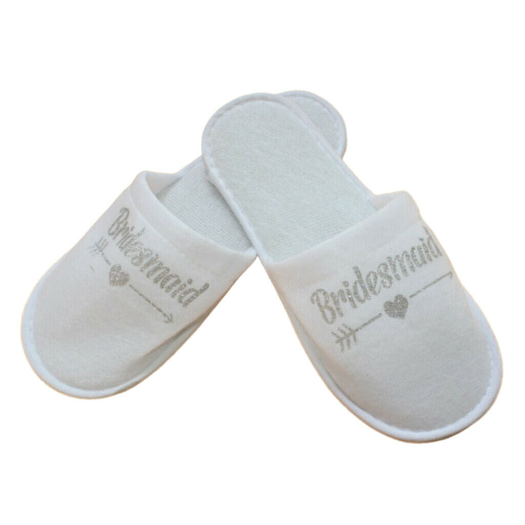 2 Pair Non-Slip Bridal Soft Bridesmaid Spa Closed Toe Home Guest Slippers