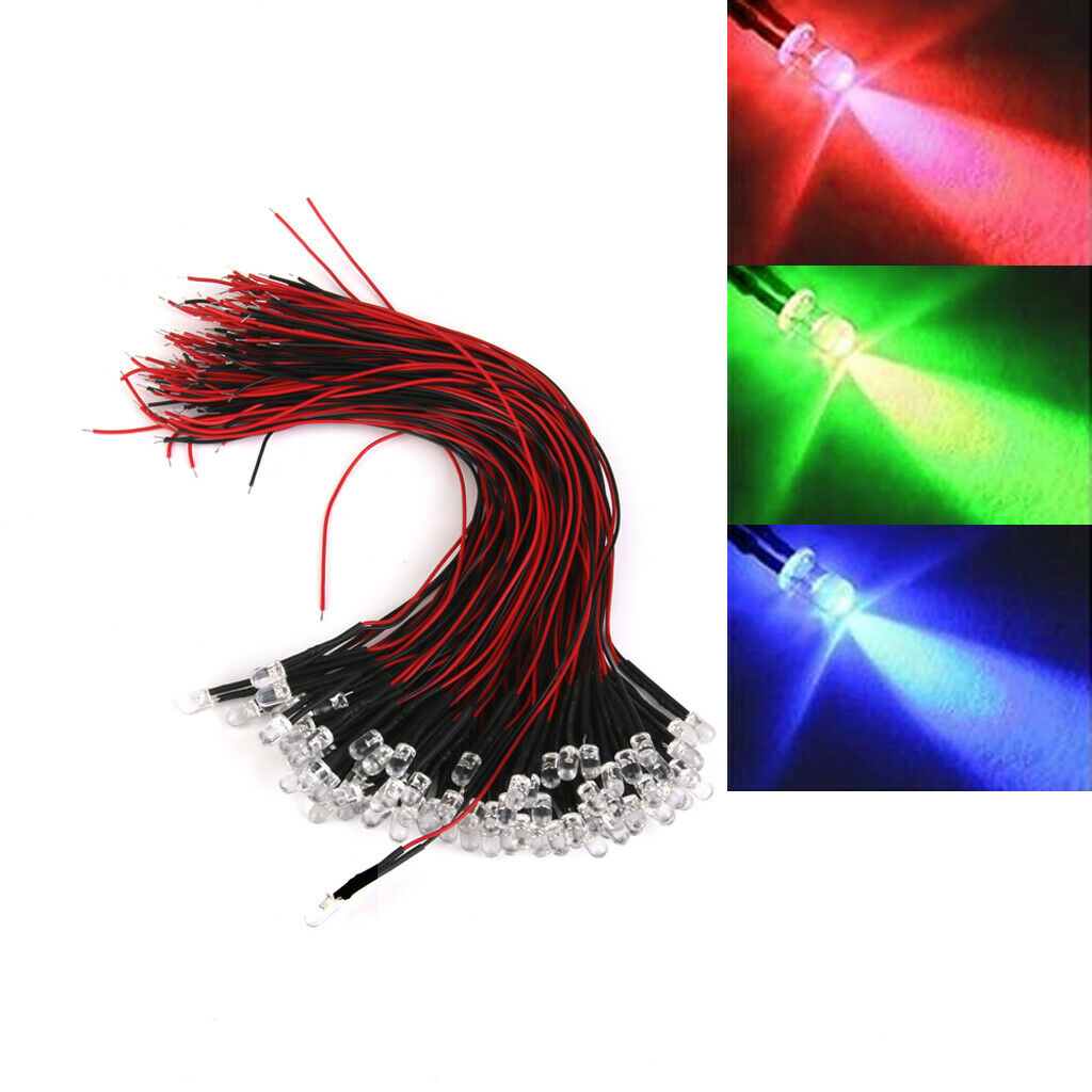 Set of 60pcs LED Bulbs Pre-Wired  for Car Trim Green / Red / Blue Light