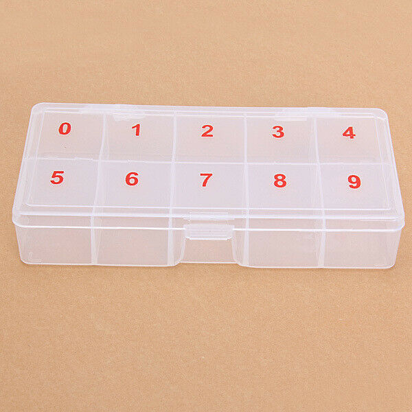 Empty Nail Art Tips Rhinestones Charms Rings Storage Case Holder Clear