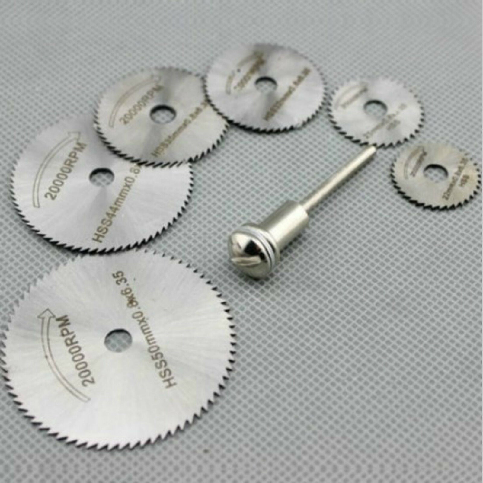 7PCS Cutting Wheel Discs Mandrel HSS Rotary Circular Saw Blades Tool Cutoff Wood