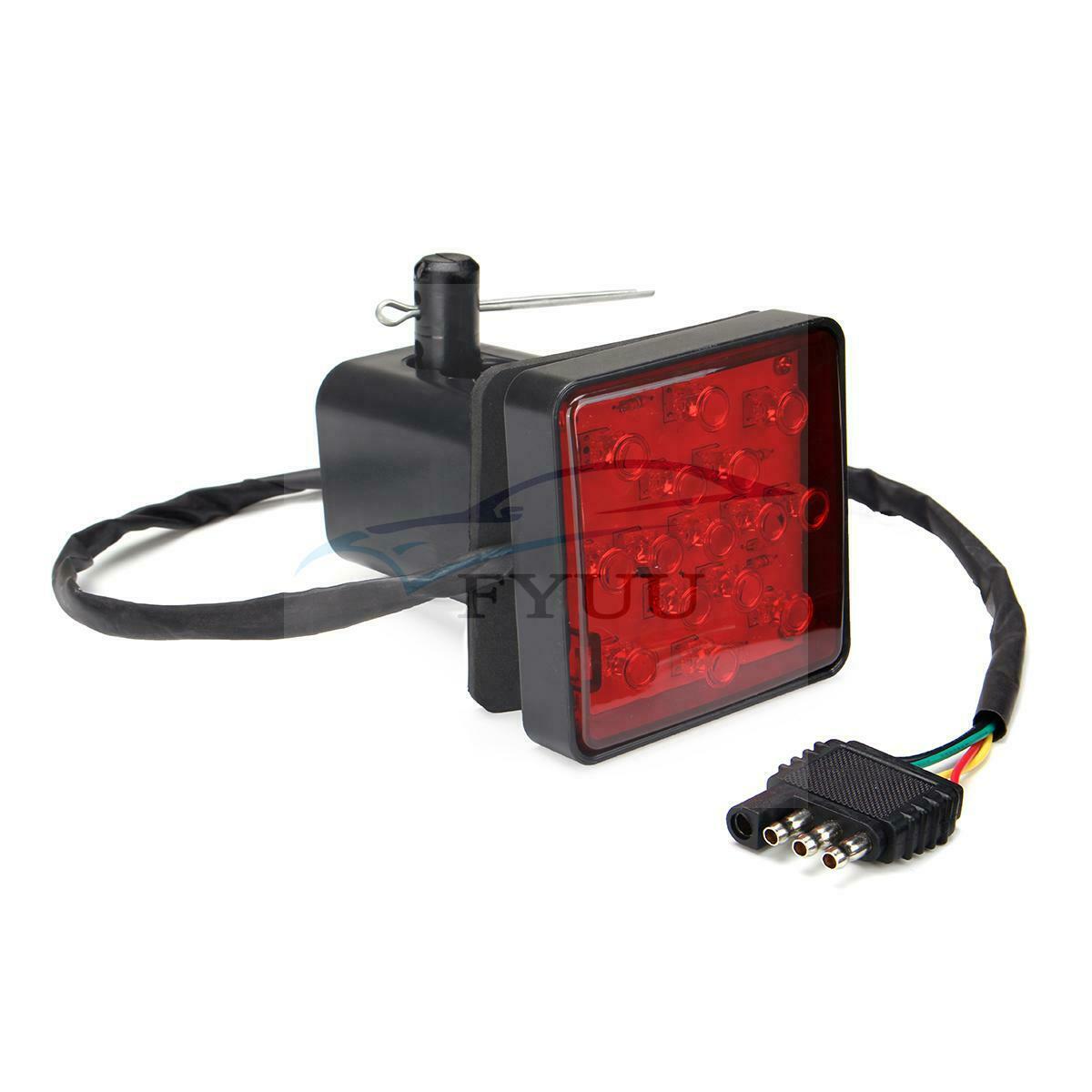 1x 2" 15LED Trailer Truck Towing Receiver Cover Turn Brake Light W Pin Red Hitch