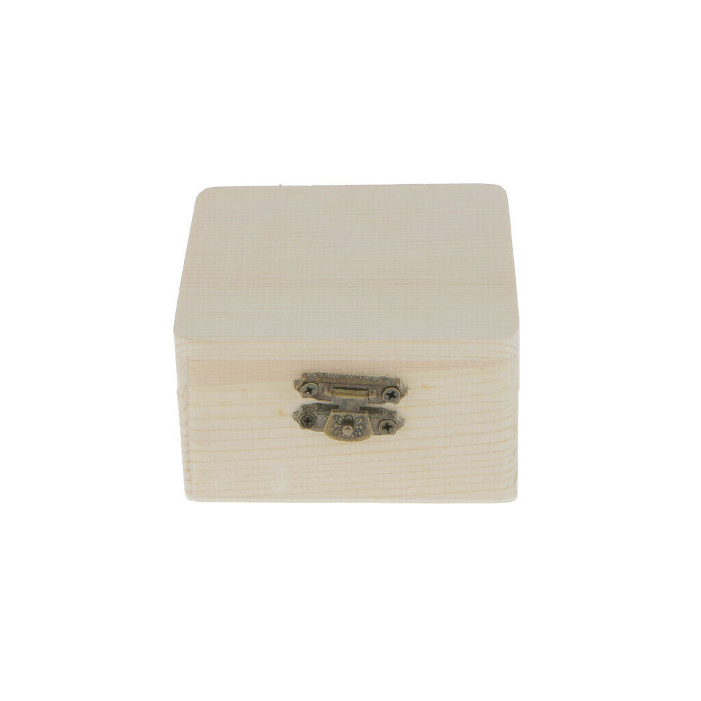 2x Unpainted Wooden Chest Jewelry Storage Unit Unfinished Box Case Craft